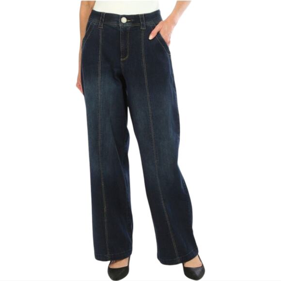 Democracy Denim - Democracy Wide Leg Women's Dark Blue High Rise Stretch Jeans Size 10 New